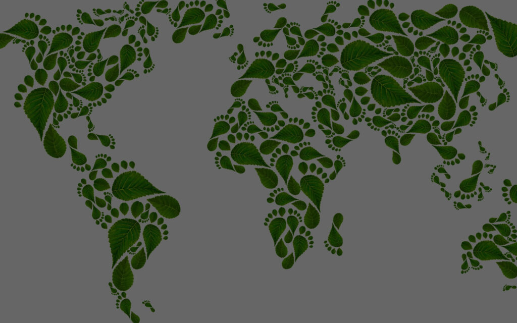 global map world leaf foot prints