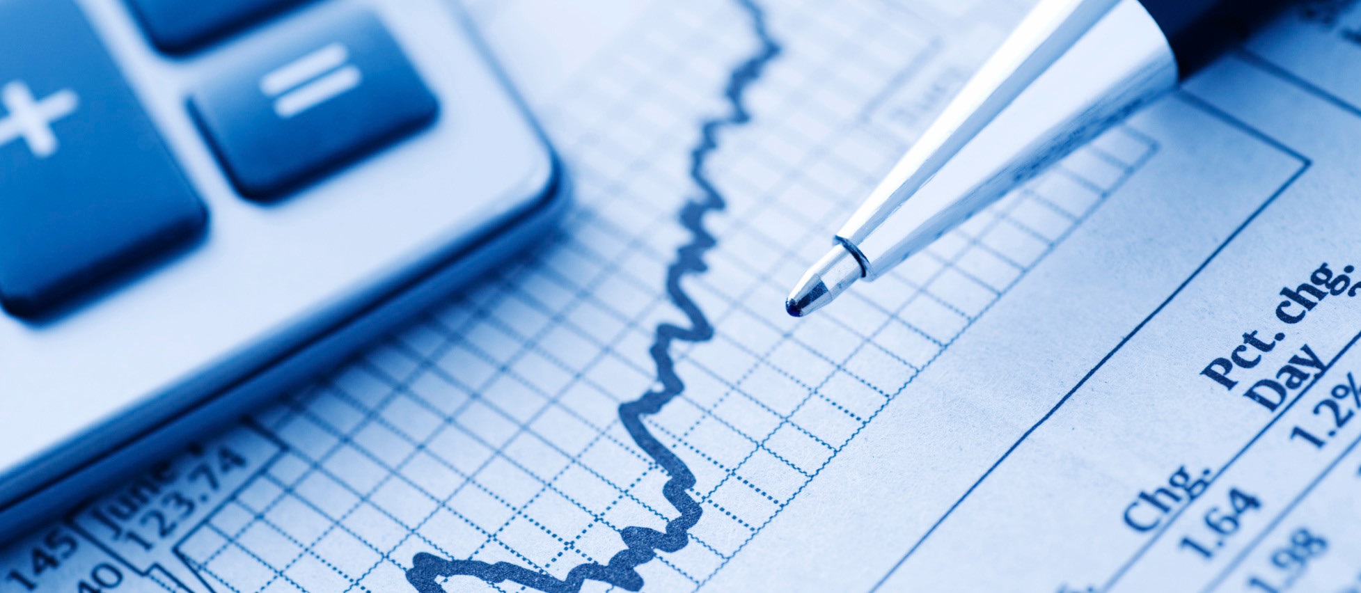 pen graph calculator earnings sheet blue