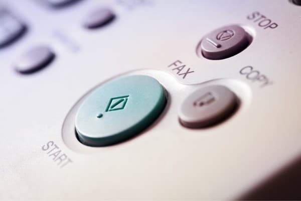 Close-up of buttons on fax machine