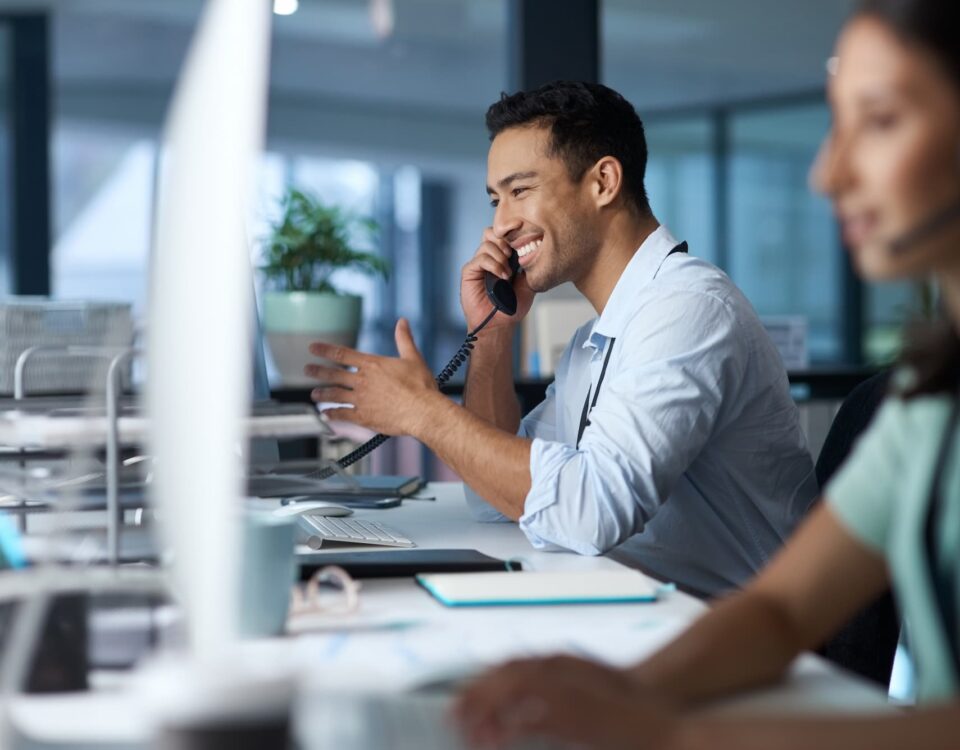 man working in call centre