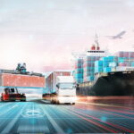 Frachtcontainer, Frachtschiff, Lkw, Daten, Informationsmanagement
