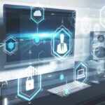 Digitaler Arbeitsplatz Home Office Cybersicherheit Cloud-Symbole